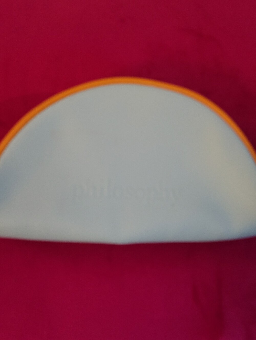 Philosophy White Cosmetic Pouch with Orange Trim